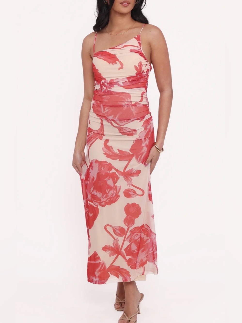 Petal & Pup Cream Jasmine Floral Asymmetric Neck Dress Dress XS